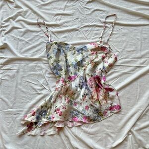Rita Ora xx Primark satin finish floral slip asymmetrical  cami
